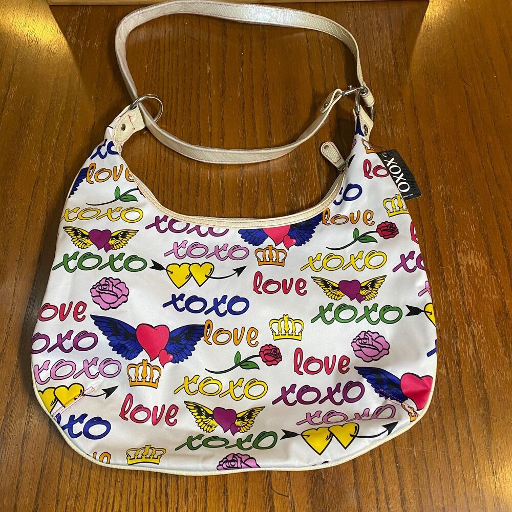 XOXO Tattoo You Hobo Shoulder Bag NWT Y2K Retro Love Print White Multi Purse